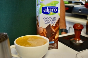 The chocolate flavoured soya made an increible tasting choccachino!